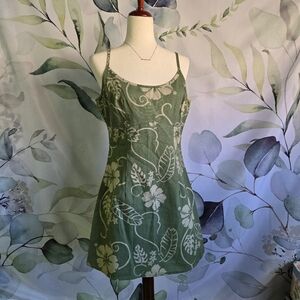 VINTAGE | NORTH SHORE GIRLS Hawaiian Mini Dress In Green Canvas Sz M